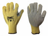 Leather Gloves Gray Yellow L PR