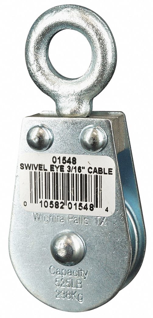 Pulley Block Swivel Eye 3/16 Rope dia