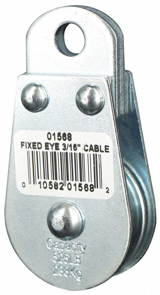 Pulley Block Fixed Eye 3/16 in Rope dia.