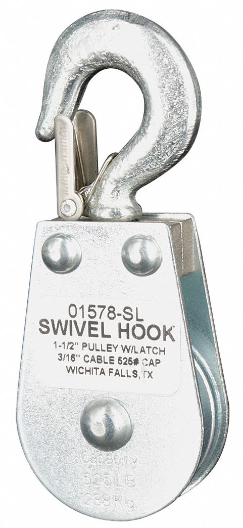Pulley Block Swivel Hook 3/16 Rope dia