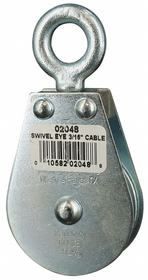 Pulley Block Swivel Hook 3/16 Rope dia