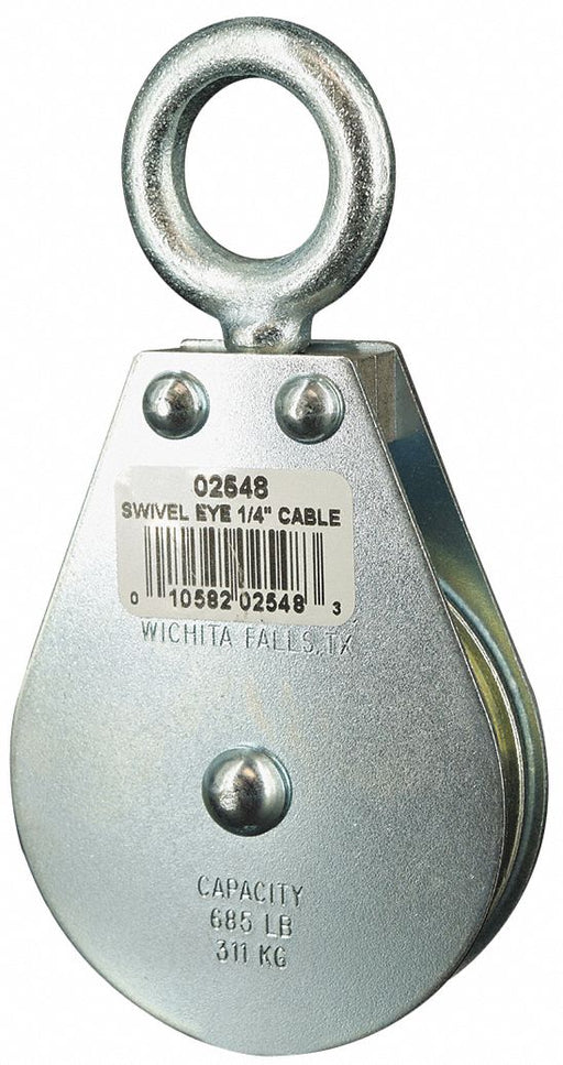 Pulley Block Swivel Eye 1/4 in Rope dia.