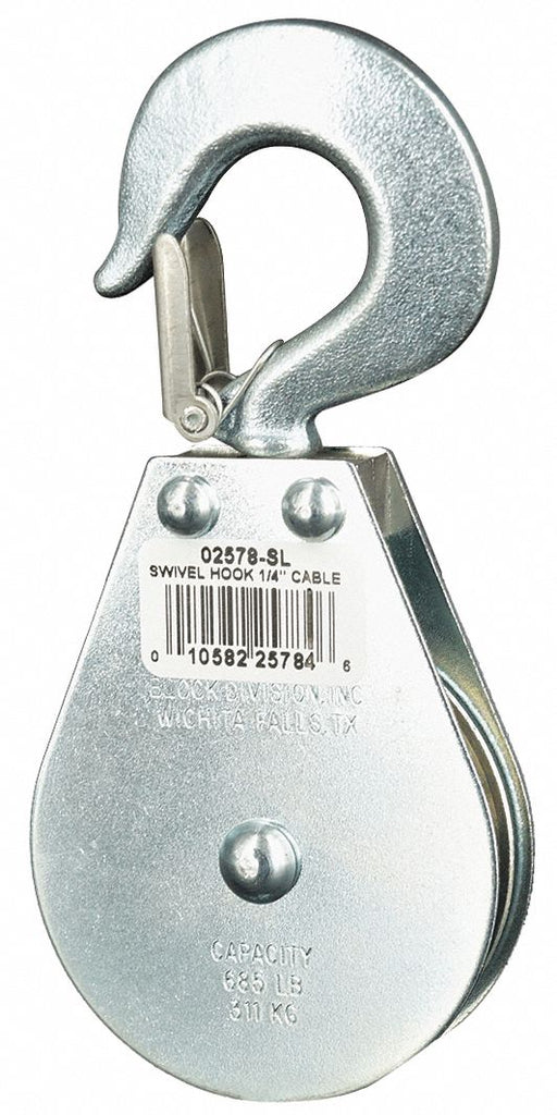 Pulley Block Swivel Hook 1/4 Rope dia