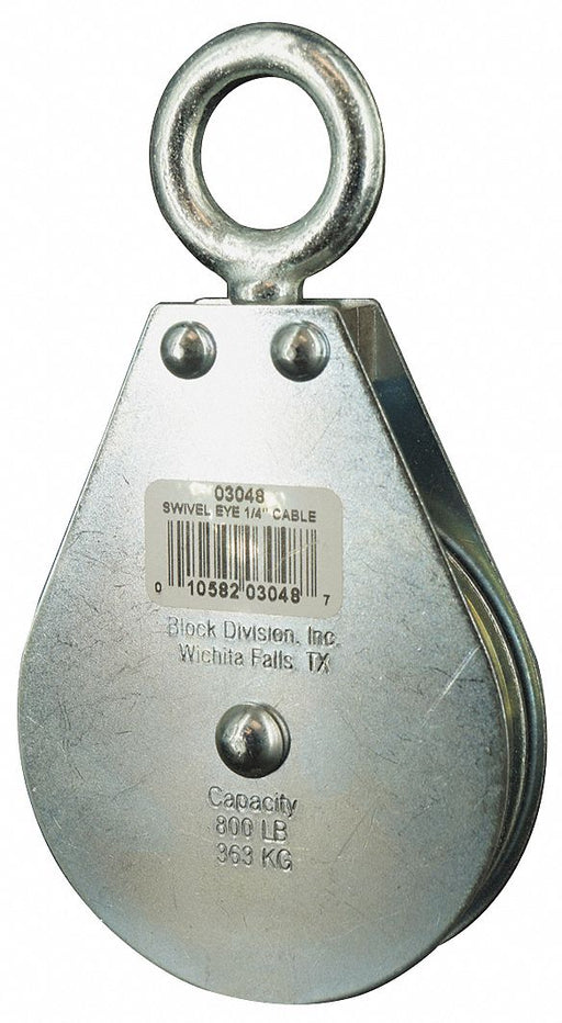 Pulley Block Swivel Eye 1/4 in Rope dia.