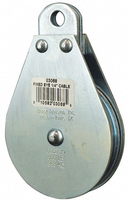 Pulley Block Fixed Eye 1/4 in Rope dia.