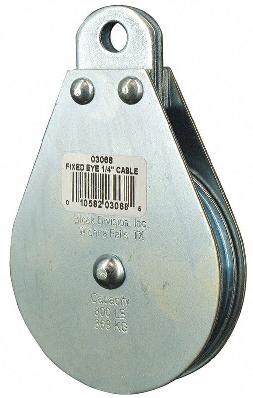 Pulley Block Fixed Eye 1/4 in Rope dia.
