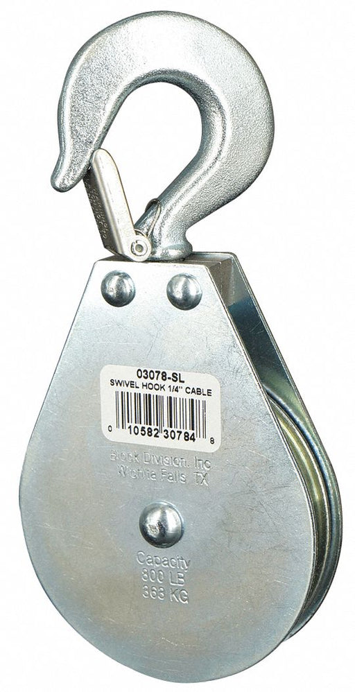 Pulley Block Swivel Hook 1/4 Rope dia