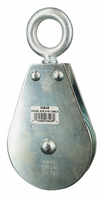 Pulley Block Swivel Eye 5/16 Rope dia