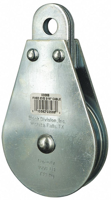 Pulley Block Fixed Eye 5/16 in Rope dia.