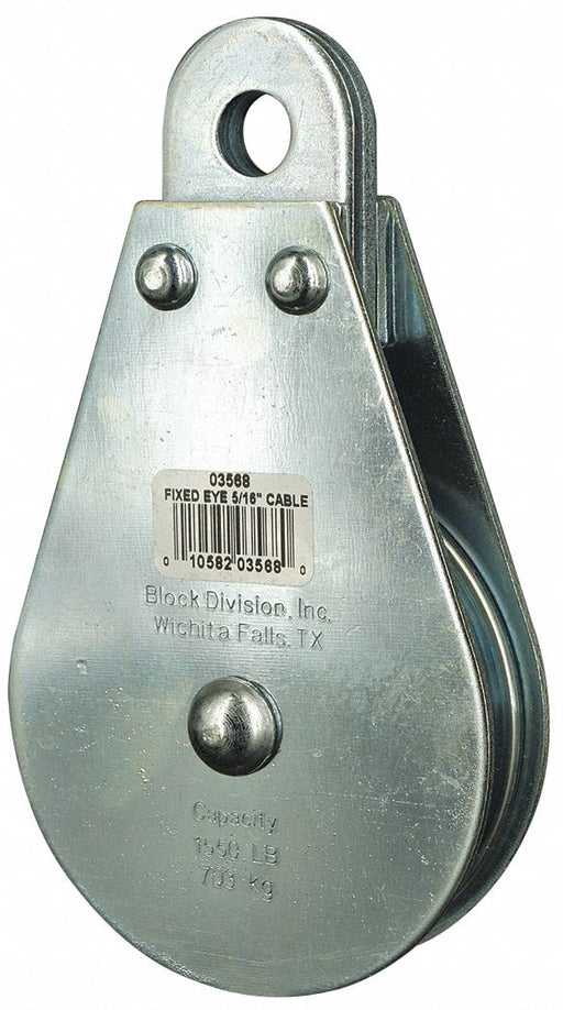 Pulley Block Fixed Eye 5/16 in Rope dia.