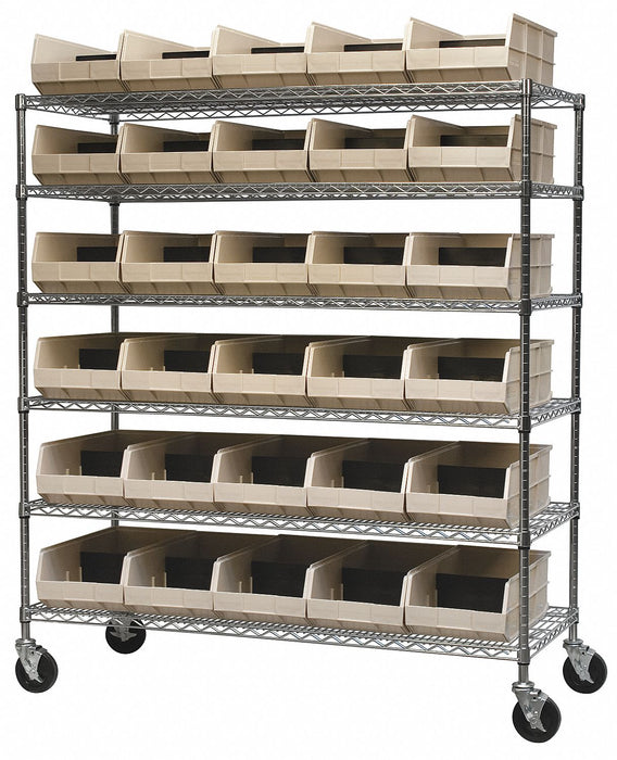 Mobile Bin Shelving Beige Steel