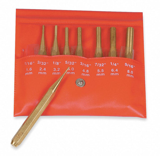 Drive Pin Punch Set 8 Pieces Brass