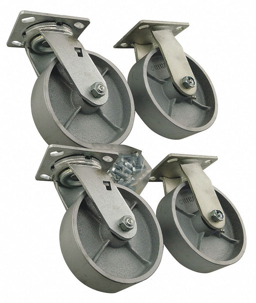 Plate Caster Rigid Swivel Steel 7 1/2 H