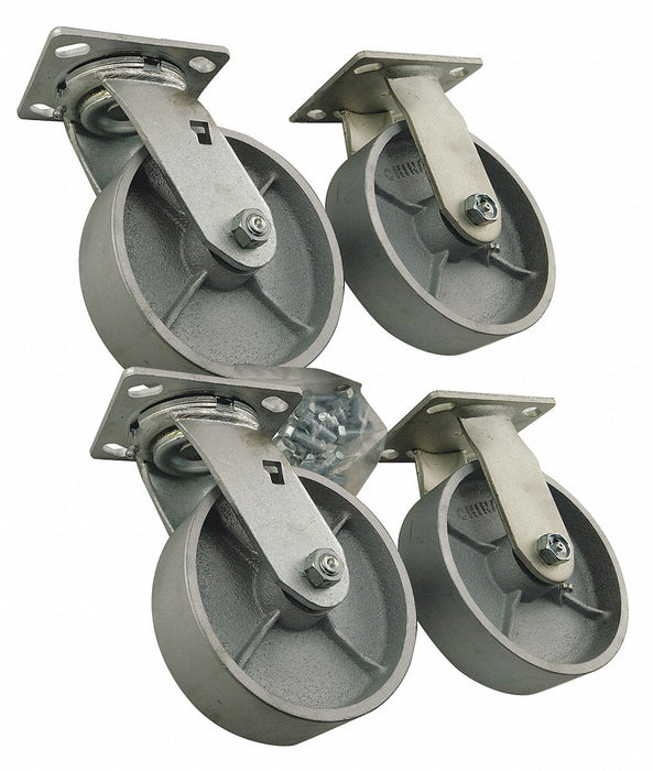 Plate Caster Rigid Swivel Steel 7 1/2 H