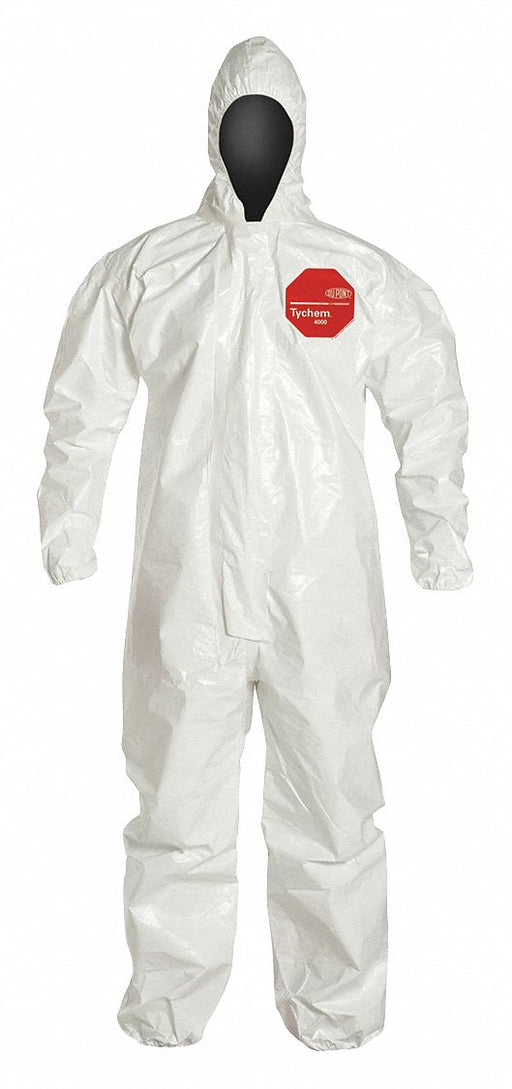 D2258 Hooded Coveralls L Wht Tychem 4000 PK6