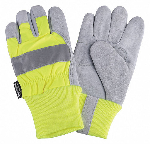 D1695 Leather Palm Gloves Hi-Vis Lime XL PR