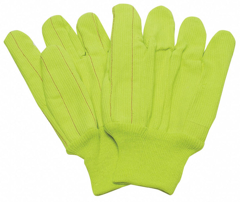 Canvas Gloves 10-1/4 L Hi-Vis Yellow PR