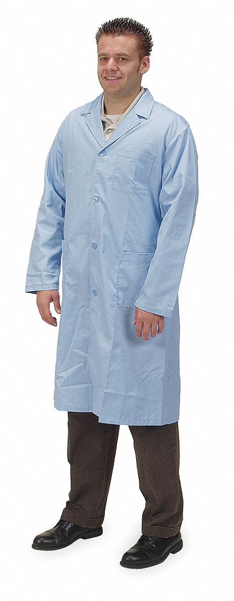 Collared Lab Coat Male XL Light Blue
