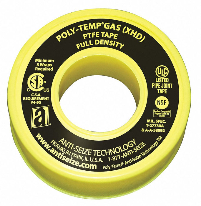 Thread Sealant Tape 1/2 W Yellow