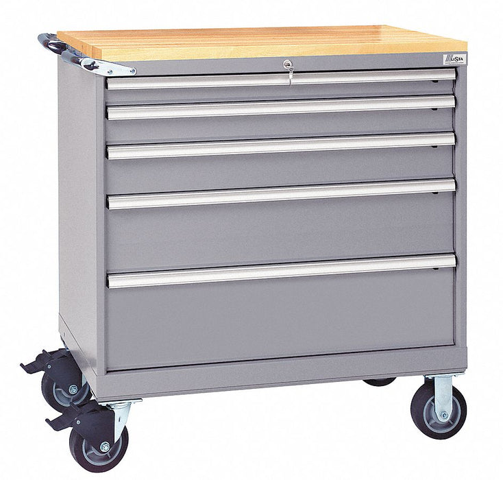 Mod Drwr Cab 41-1/2 H 5 Drwr Light Gray