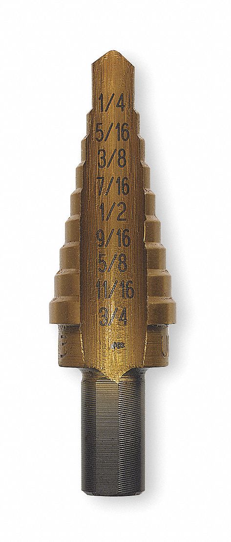 Step Drill Bit HSS 9 Sizes 1/4-3/4 In.