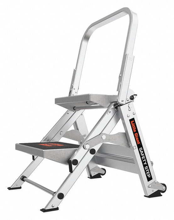 Safety Step Stool Alum 1-1/2ft H 300 lb