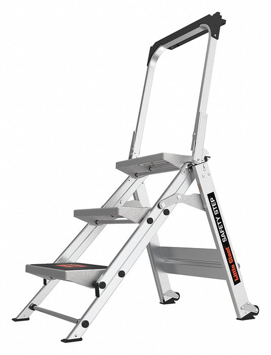 Safety Step Stool Alum 2-1/6ft H 300 lb