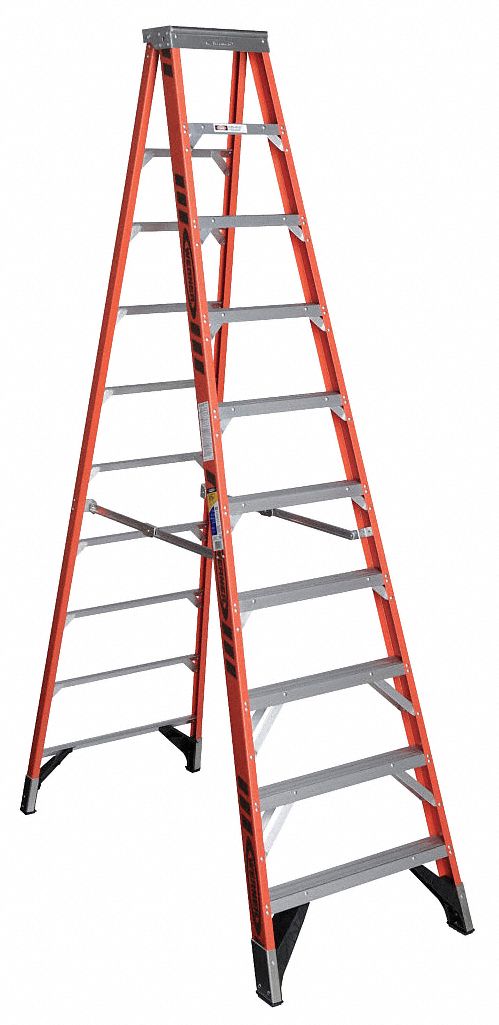 Stepladder Fiberglass 10 ft H 375 lb Cap