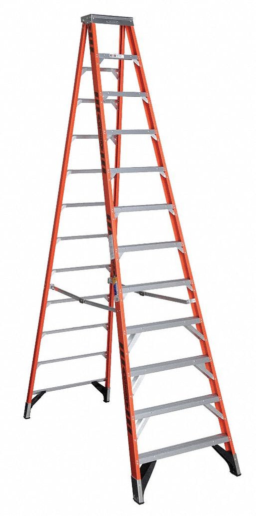 Stepladder Fiberglass 12 ft H 375 lb Cap