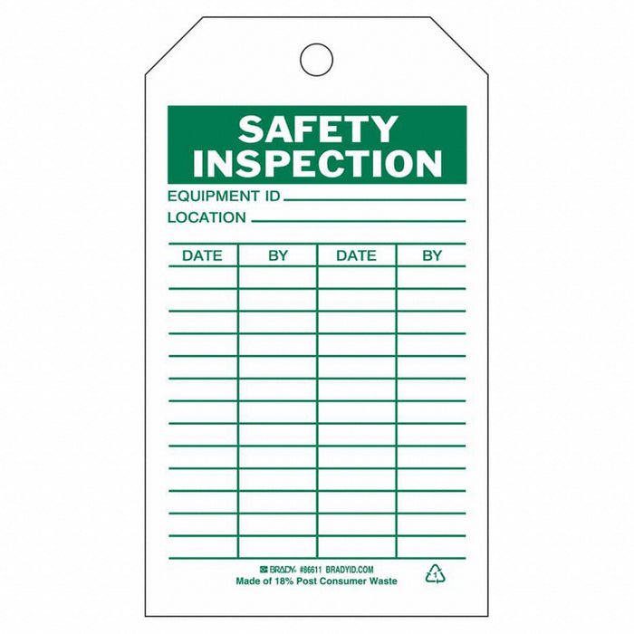 Tag Green White Polyester 7inH 4inW PK10