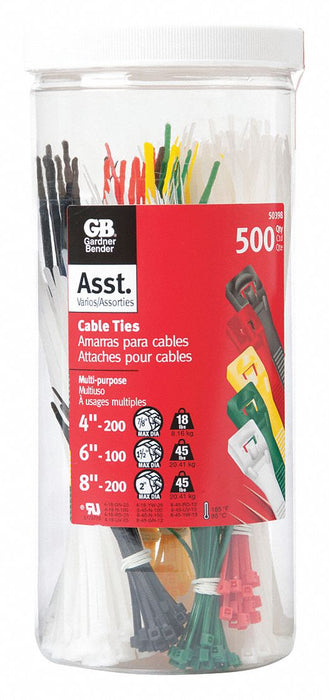 Cable Tie Kit 4 in 6 in 8 in PK500