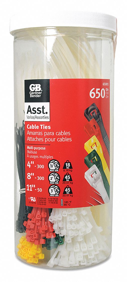 Cable Tie Kit 4 in 8 in 11 in PK650