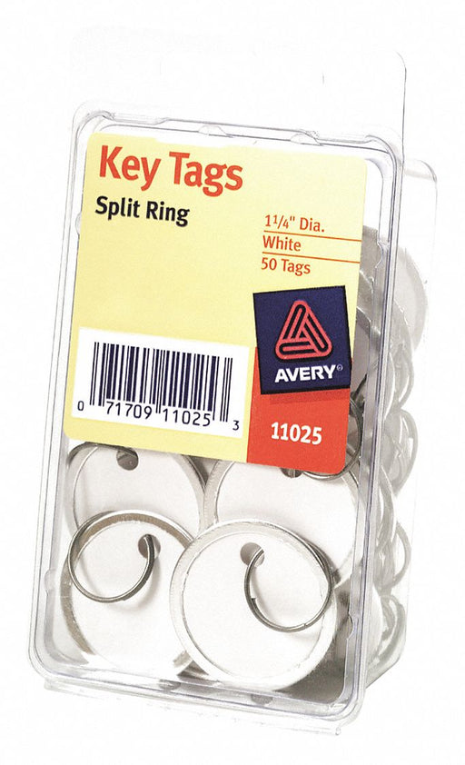 Key Tags Metal Rim White PK50
