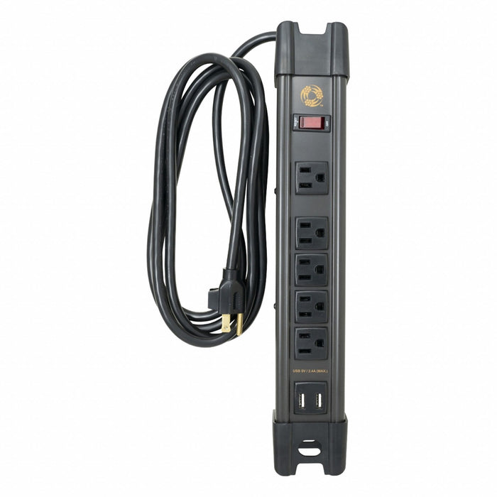 Power Strip Gray 4-3/4 in 5 Outlets