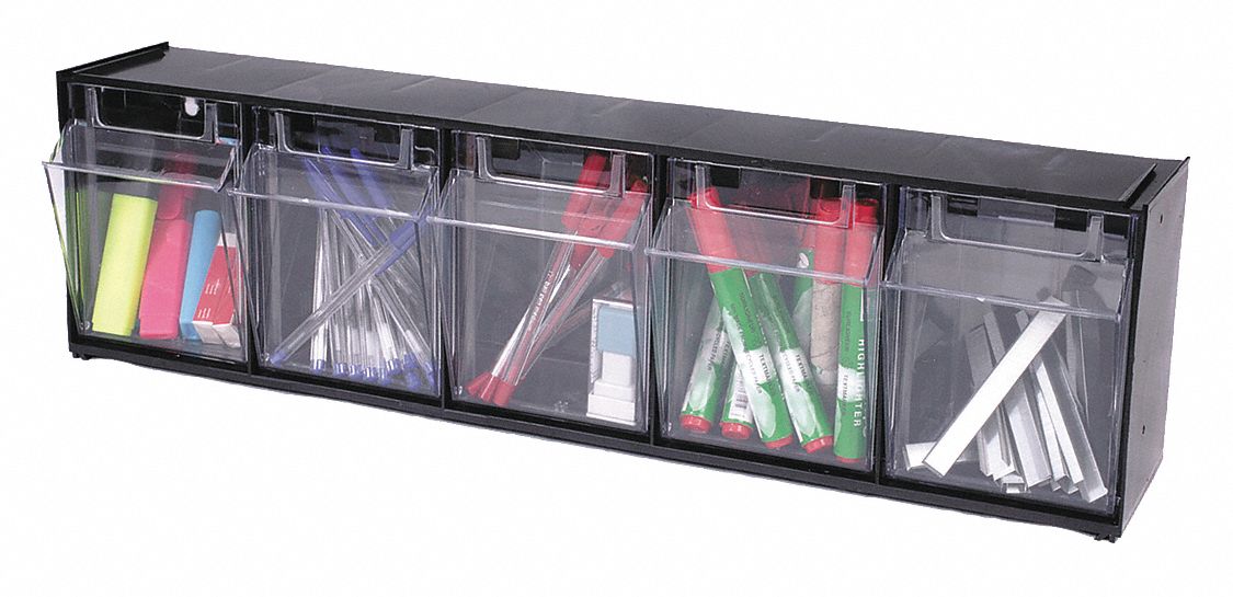 Tilt Bin for Storage 5 Bins Black