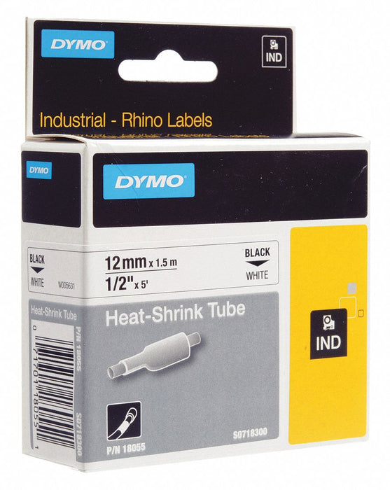 Label Tape Rhino 0.5 Heat White/ Black
