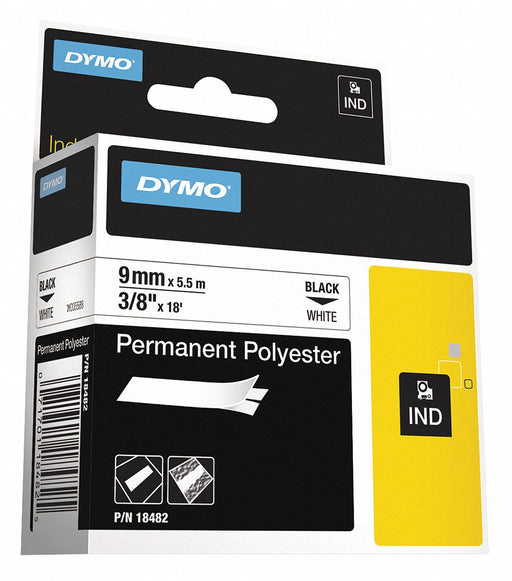 Sleeve Label White Polyester 3/8 in W