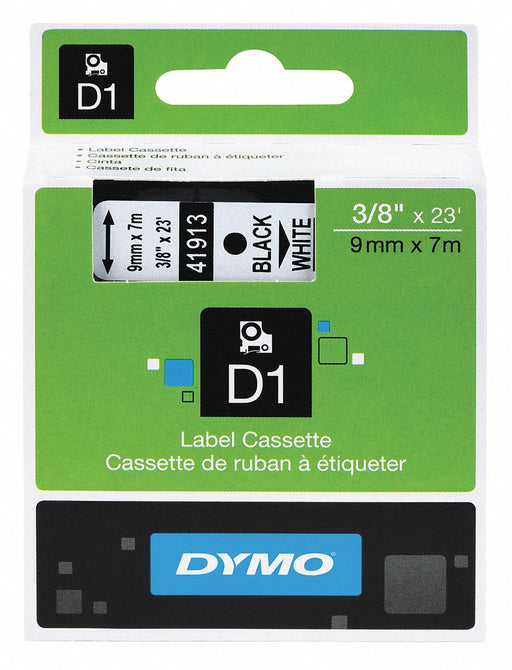 Label Tape 3/8 x 23 ft Black/White