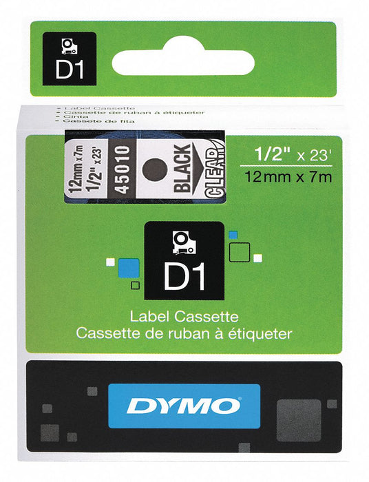 Label Tape 0.5 Black On Clear