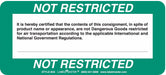 Not Restricted Shipping Label PK500