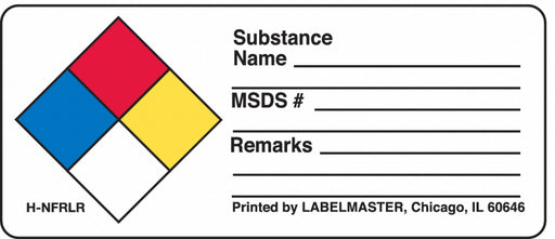 NFPA Write-On Substance Name Label PK500