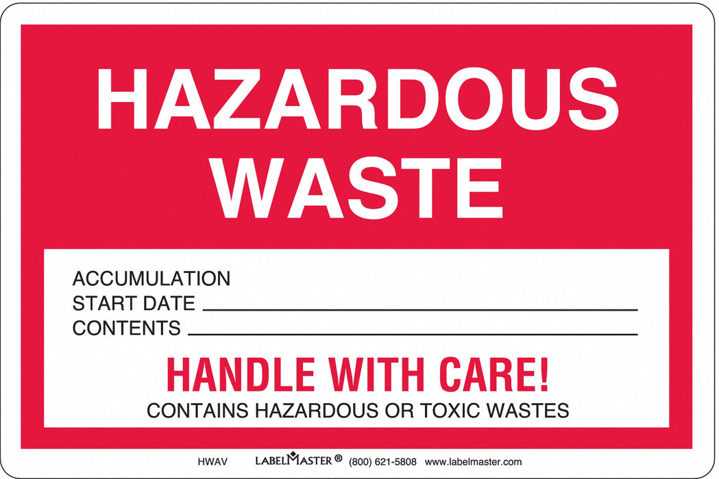 Hazardous Waste Label Vinyl Stock PK100