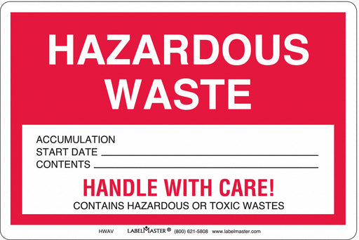 Hazardous Waste Label Vinyl Stock PK100