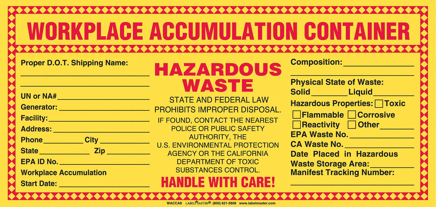 California Waste Label PVCF PK100