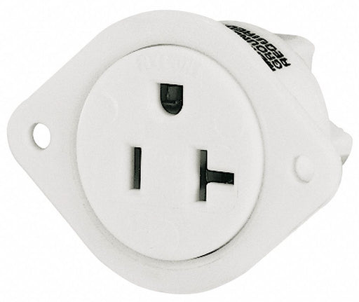 Flanged Receptacle White 20A 3 Wires