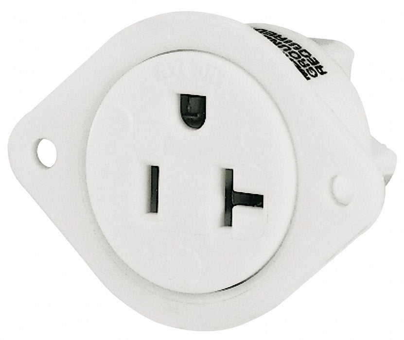 Flanged Receptacle White 20A 3 Wires