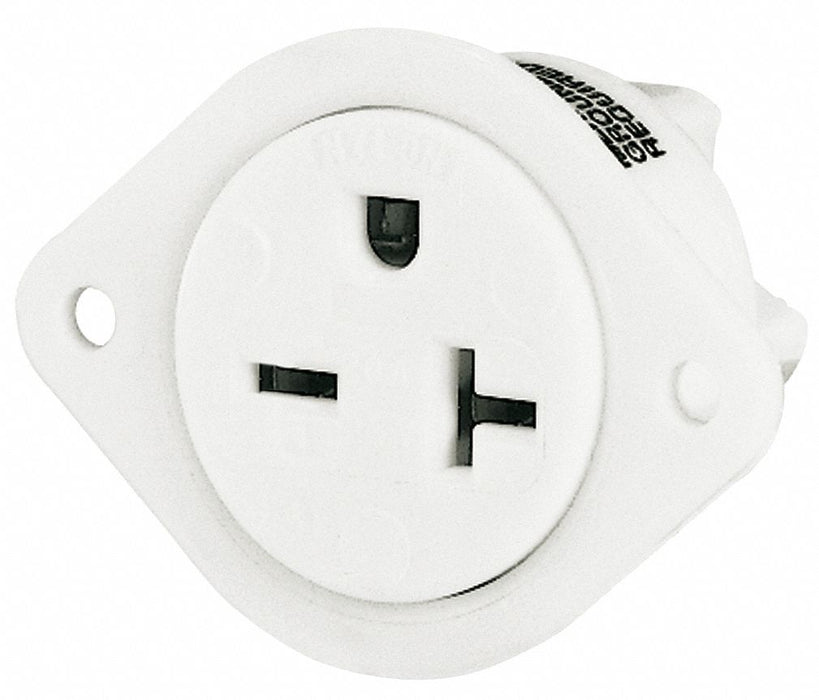 Flanged Receptacle White 20A 3 Wires