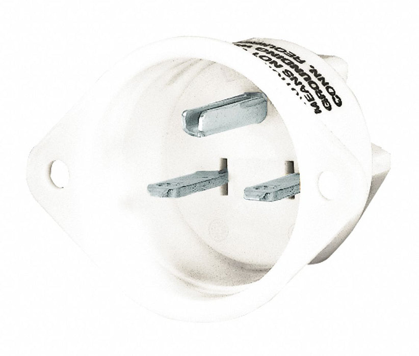 Flanged Inlet White 15 A Oval 6-15P