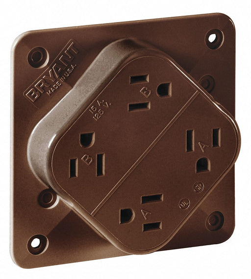 Receptacle Brown 15A Back/Side 125VAC