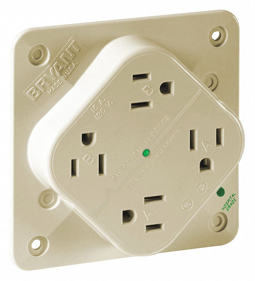 Receptacle Ivory Quad Outlet 15A 2 Poles
